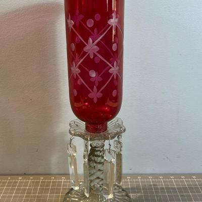 Cranberry Glass Candle Lantern 