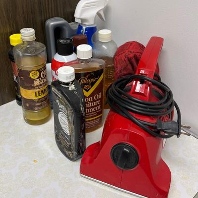 Basement: Dirt Divel Vacuum and Cleaning Supplies 