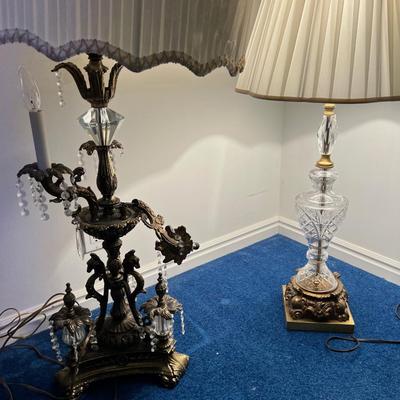 Basement: 2 Crystal Metal Lamps 