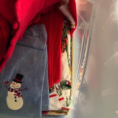 Basement: Tub full of Christmas Linens 