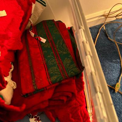 Basement: Tub full of Christmas Linens 