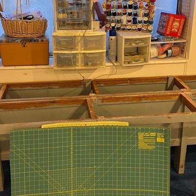 Basement: All the Sewing Notions: Thread, Needles, Cutting Boards Etc. 