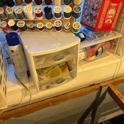 Basement: All the Sewing Notions: Thread, Needles, Cutting Boards Etc. 