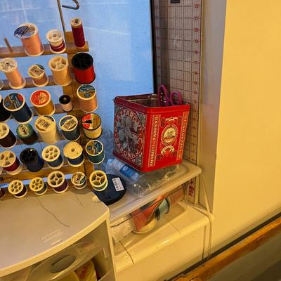 Basement: All the Sewing Notions: Thread, Needles, Cutting Boards Etc. 
