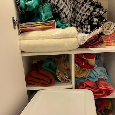 Basement: 4 Tubs and a cabinet full of FABRIC - Mostly Fleece