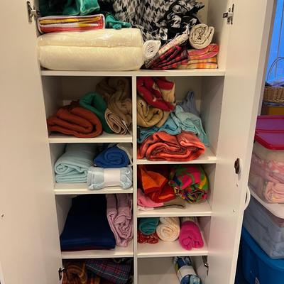 Basement: 4 Tubs and a cabinet full of FABRIC - Mostly Fleece