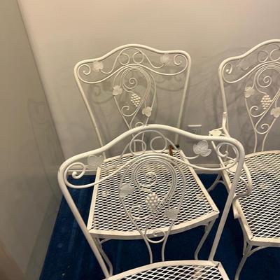 Basement: 4 Chairs  Wrought Iron  White 
