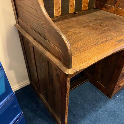 Basement: Small Oak Roll Top Desk 