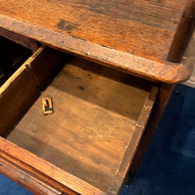 Basement: Small Oak Roll Top Desk 
