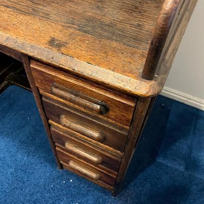 Basement: Small Oak Roll Top Desk 