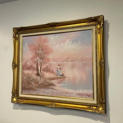 Basement: Picture Child / Woman at Lake Oil on Canvas 