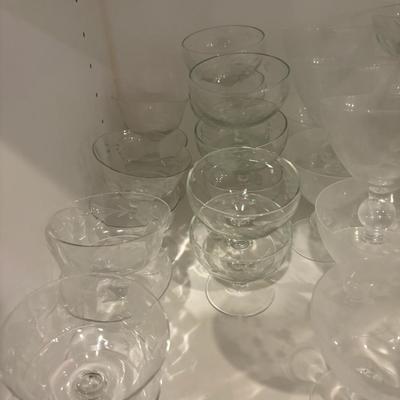 Basement: Etched, Stemware Cut Glass and Some Crystal Stemware