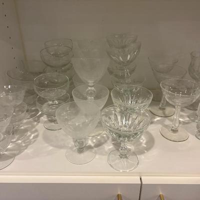Basement: Etched, Stemware Cut Glass and Some Crystal Stemware