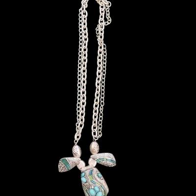 Sale Photo Thumbnail #258: Southwest Style faux Turquoise and Silver Toned Statement Necklaces