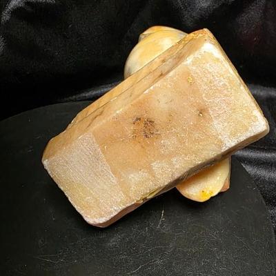 Vintage Hand-Carved Italian Alabaster Owl Figurine with Glass Eyes | Mid-Century Stone Sculpture