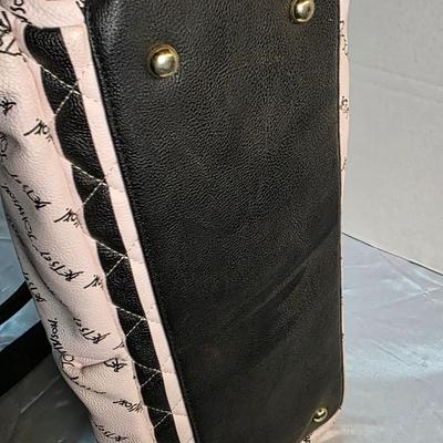 Betsey Johnson Quilted Black & Blush Stripe Designer Tote / Diaper Bag – New Without Tags