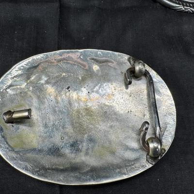 Silver metal and stone Western belt buckles