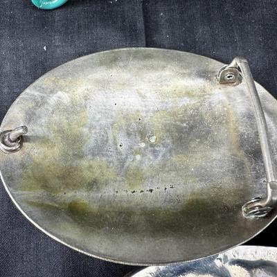 Silver metal and stone Western belt buckles