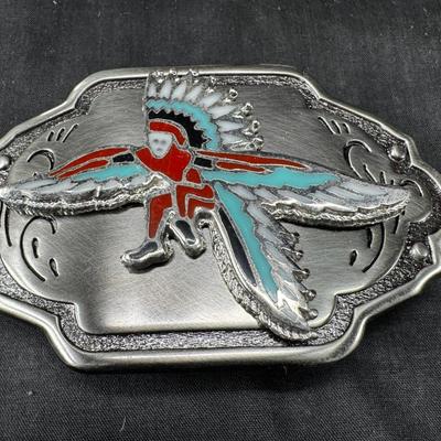 Silver metal and stone Western belt buckles