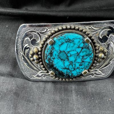 Silver metal and stone Western belt buckles