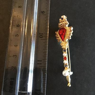 Royal scepter gold tone with multi color rhinestones and faux pearls
