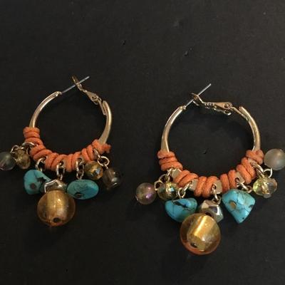Super cute BoHo, gold tone, hoop, earrings