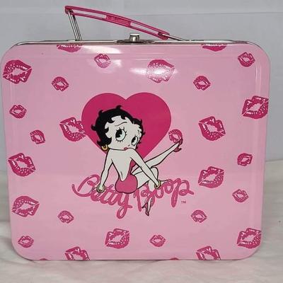 Betty Boop Pink Metal Carry Case with Heart & Kiss Print Design