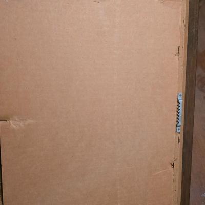 Vintage Chinese Shan Shui Landscape Painting on Silk – Hand-Painted Mountain & Lake Scene in Rustic Wood Frame