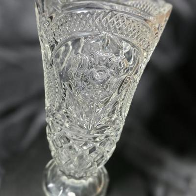 Bohemian Czech Leaded Cut Crystal Scalloped Rim Vase