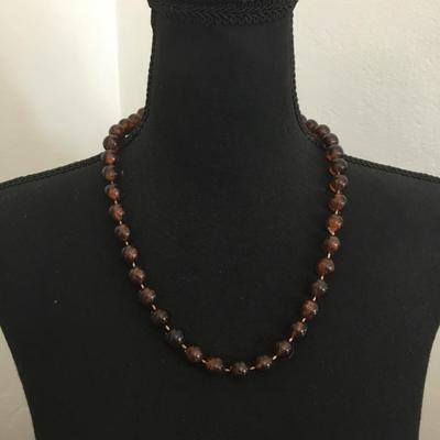 Vintage amber colored bead necklace
