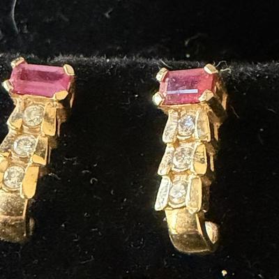 Sale Photo Thumbnail #294: 10K gold ruby, diamonds in a channel setting