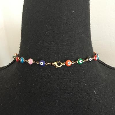 Vintage glass evil eye bead necklace