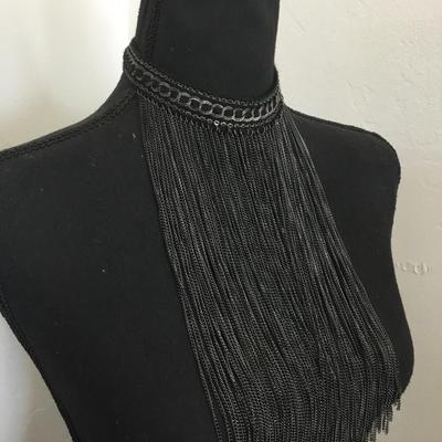 Beautiful gun, metal, gray statement necklace