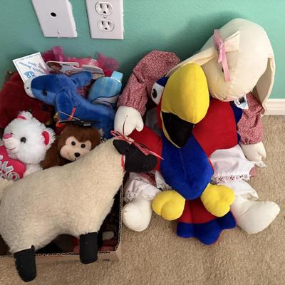 Nine stuffed animals