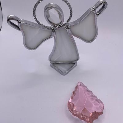 Stain glass angel and pink crystal