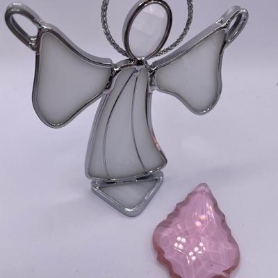 Stain glass angel and pink crystal