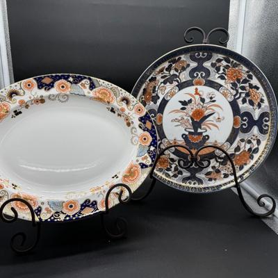 Sale Photo Thumbnail #324: Royal Crown Derby Bone China Platter, Imperial palace   13.5 x 11 inches 
Saji Fine China Plate in Japanese Imari style  12.5 inch diameter 
excellent condition