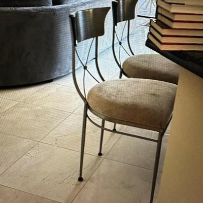 Two regular chairs with Silver back