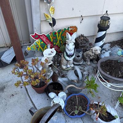 Large lot of garden pots plants and decor