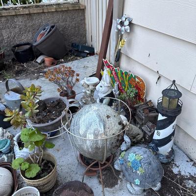 Large lot of garden pots plants and decor