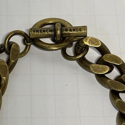 French Kande brassy metal chain necklace & bracelet