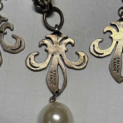 French Kande Fleur de Lis necklace & earrings