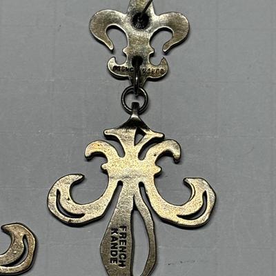 French Kande Fleur de Lis necklace & earrings