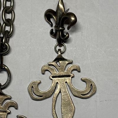 French Kande Fleur de Lis necklace & earrings
