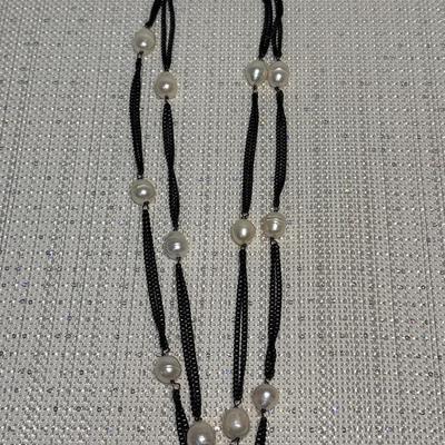 Two strand chain with pearl accent necklace