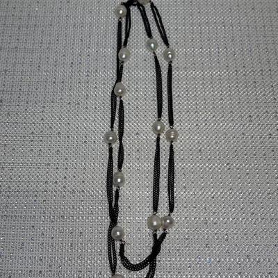 Two strand chain with pearl accent necklace