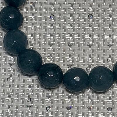 Aquamarine stone stretch bracelet with metal accent