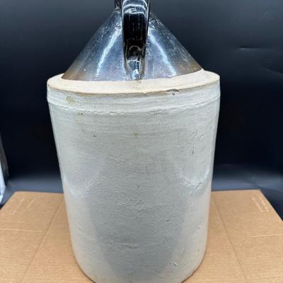 Antique 5 Gallon Stoneware Crock w/ Albany Slip Lid – Heart “5” Mark – Moonshine Jug