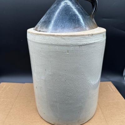Antique 5 Gallon Stoneware Crock w/ Albany Slip Lid – Heart “5” Mark – Moonshine Jug