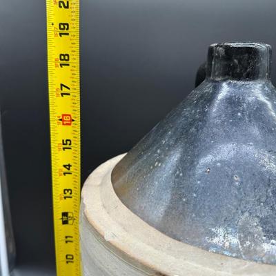 Antique 5 Gallon Stoneware Crock w/ Albany Slip Lid – Heart “5” Mark – Moonshine Jug